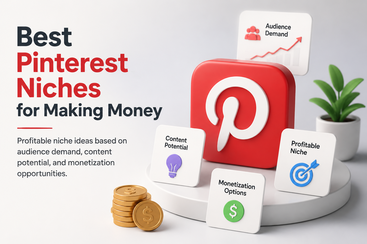 Best Pinterest Niches for Making Money showing niche research, audience demand, content potential, and monetization opportunities